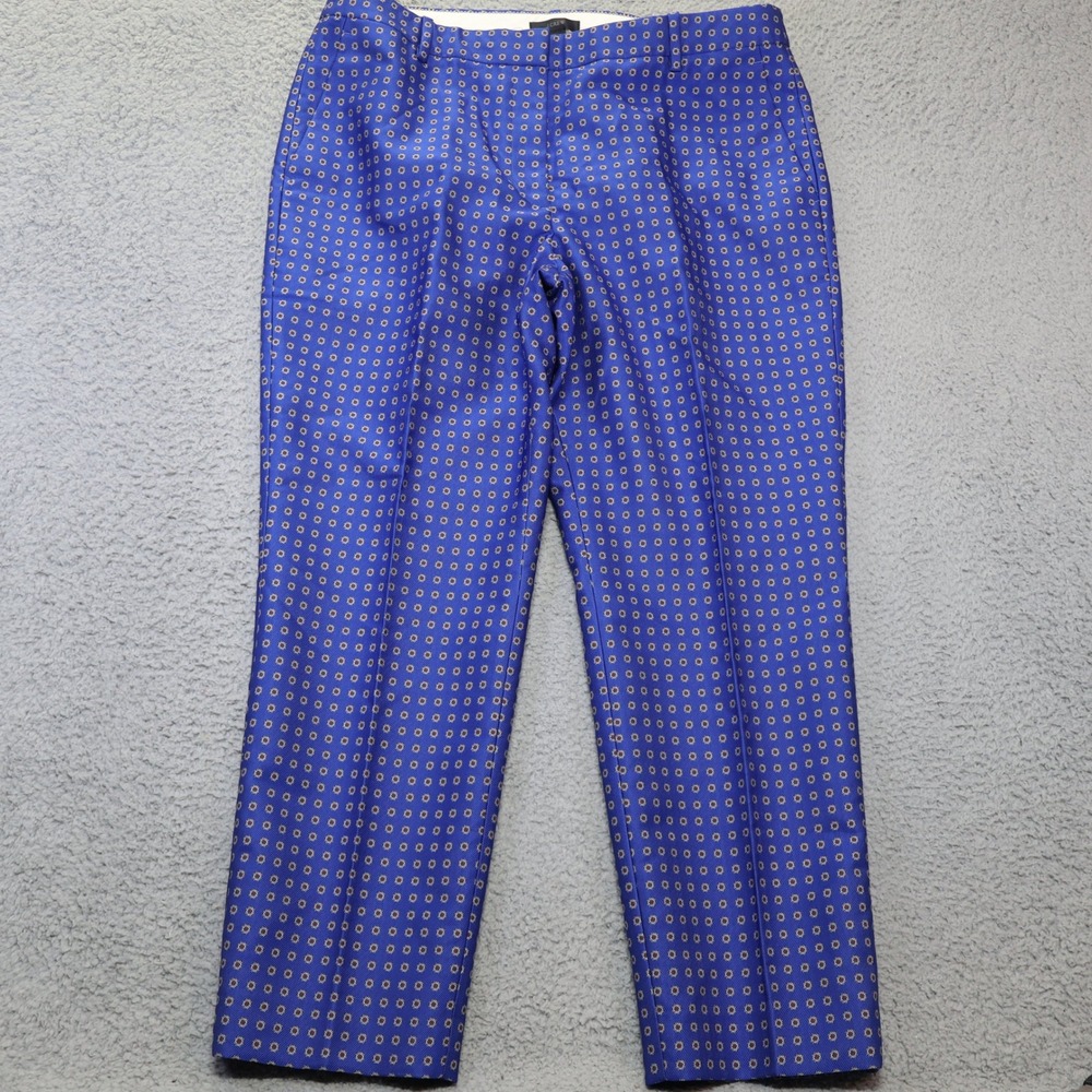 J.Crew Martie Slim Pant Blue Foulard Geometric Print Size 14 F5056 NEW